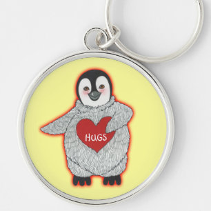 Penguin with Heart Hugs Key Ring