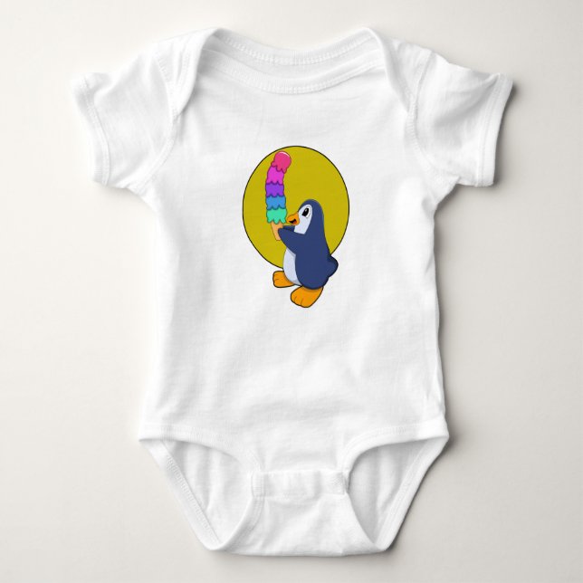 Penguin with Ice cream Baby Bodysuit (Front)