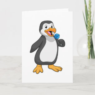 Penguin with Lollipop Sweets Card