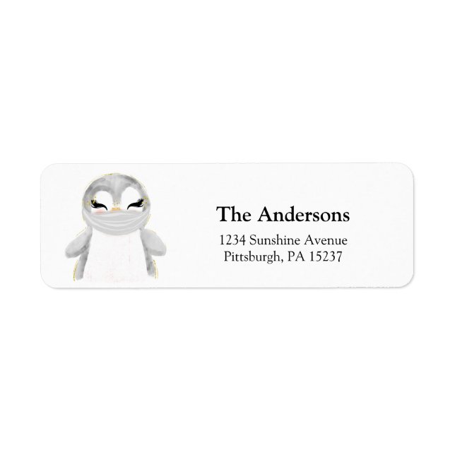 Penguin with Mask Return Address Return Address Label (Front)