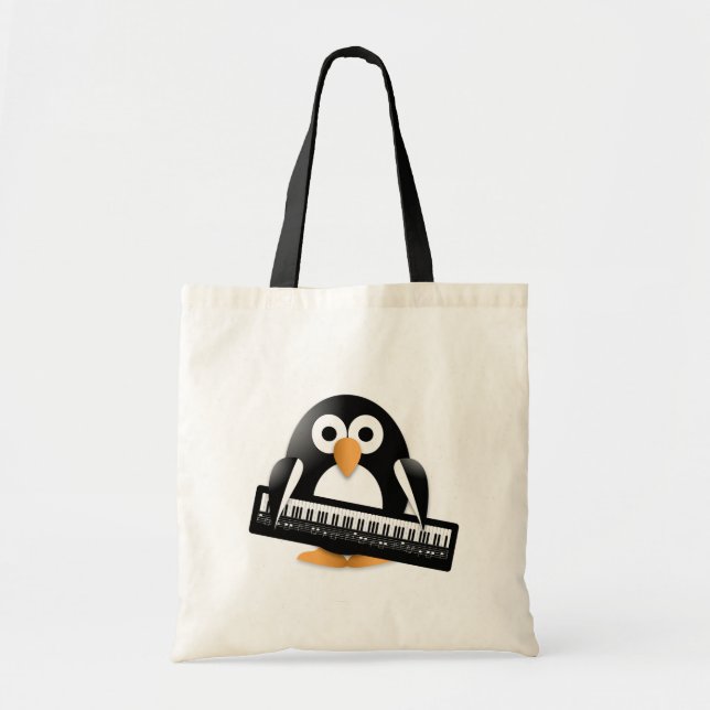 Penguin with piano tote bag (Front)