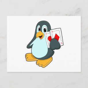 Penguin with Poker cards