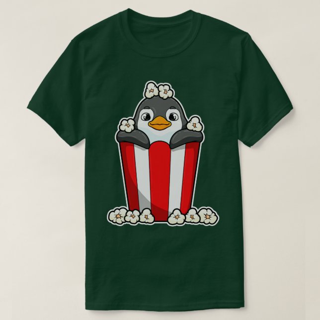 Penguin with Popcorn cone T-Shirt (Design Front)