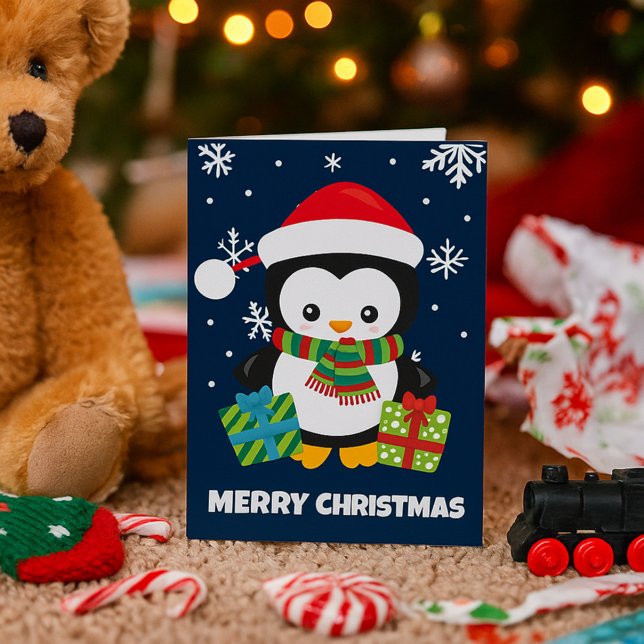 Penguin with Presents Cute Kids’ Christmas  Card (Creator Uploaded)