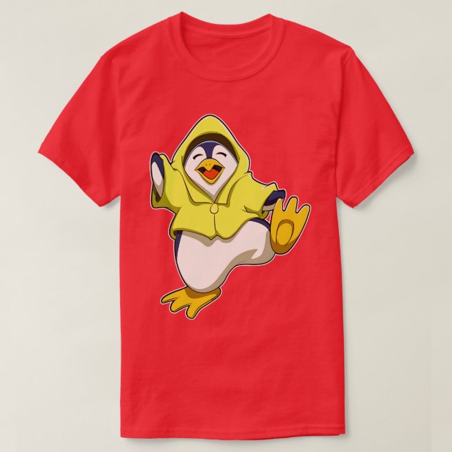 Penguin with Raincoat T-Shirt (Design Front)