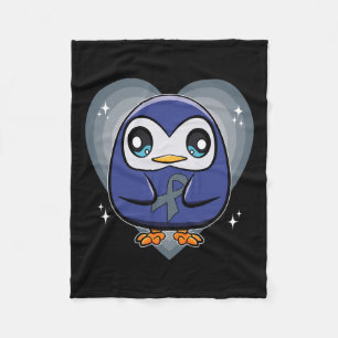 Penguin With Ribbon World Dyslexia Awareness  Fleece Blanket