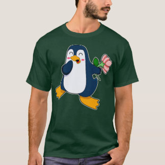 Penguin with rosa Flower T-Shirt