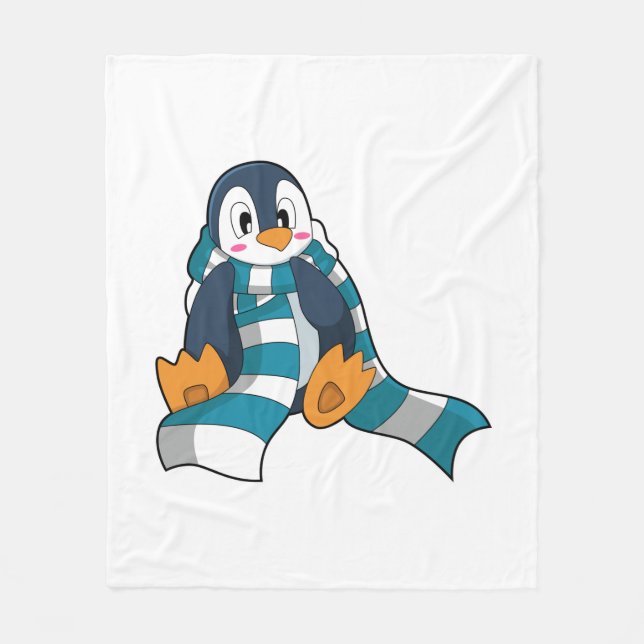 Penguin with Scarf Fleece Blanket (Front)