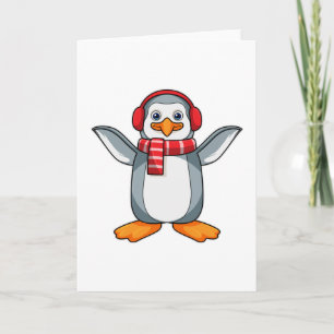 Penguin with Scarf & Headphone Card