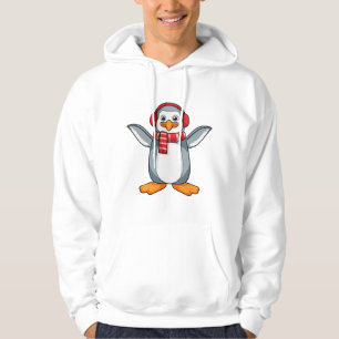 Penguin with Scarf & Headphone Hoodie
