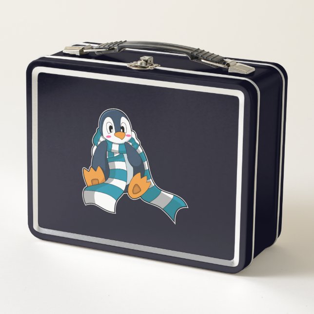 Penguin with Scarf Metal Lunch Box (Front)