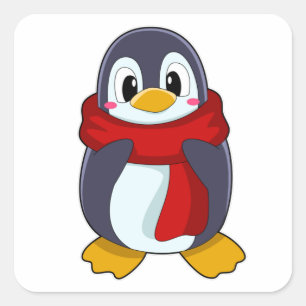 Penguin with Scarf Square Sticker