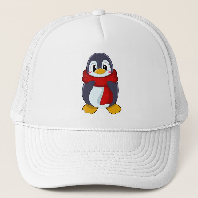 Penguin with Scarf Trucker Hat (Front)
