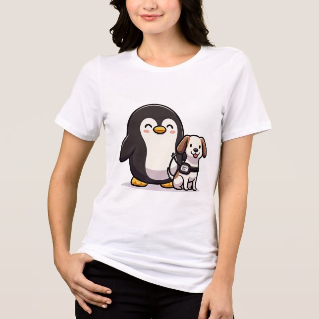 Penguin with Service Dog Tri-Blend Shirt (Front)
