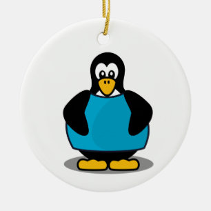 Penguin with shirt ceramic ornament