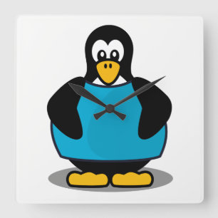 Penguin with shirt square wall clock