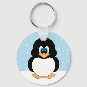 Penguin with Snowflakes Keychain