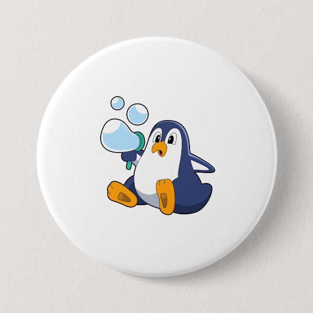 Penguin with Soap bubbles.PNG 7.5 Cm Round Badge (Front)
