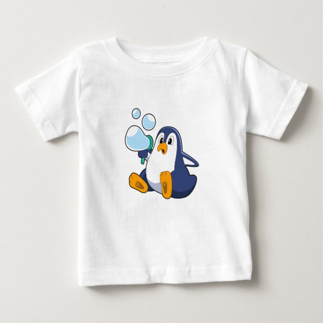 Penguin with Soap bubbles.PNG Baby T-Shirt (Front)
