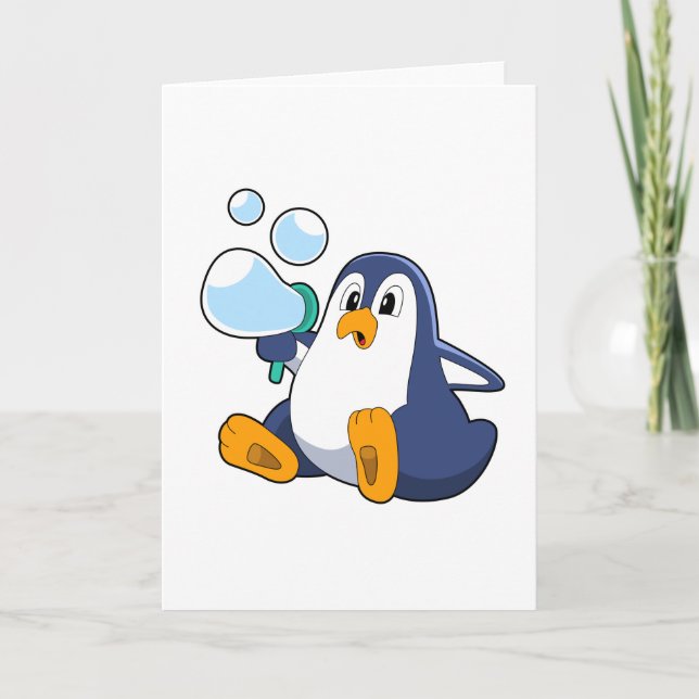 Penguin with Soap bubbles.PNG Card (Front)