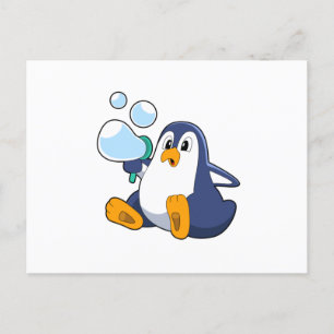 Penguin with Soap bubbles.PNG Postcard