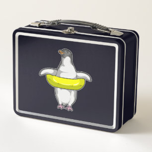Penguin with Swim ring Metal Lunch Box