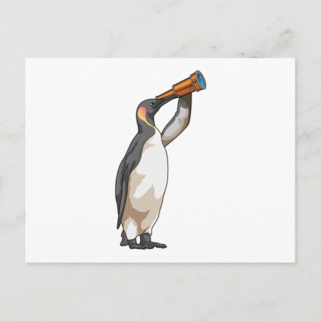 Penguin with Telescope Postcard (Front)