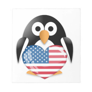 Penguin with USA flag Notepad