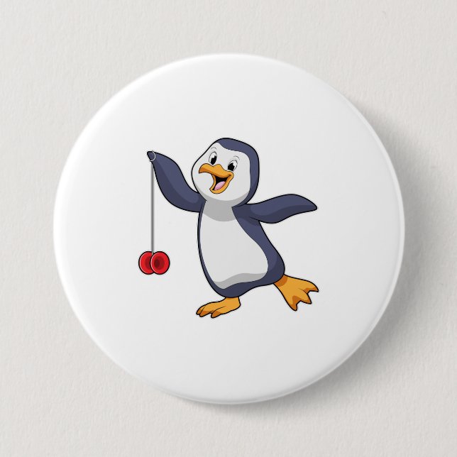Penguin with Yo-Yo 7.5 Cm Round Badge (Front)