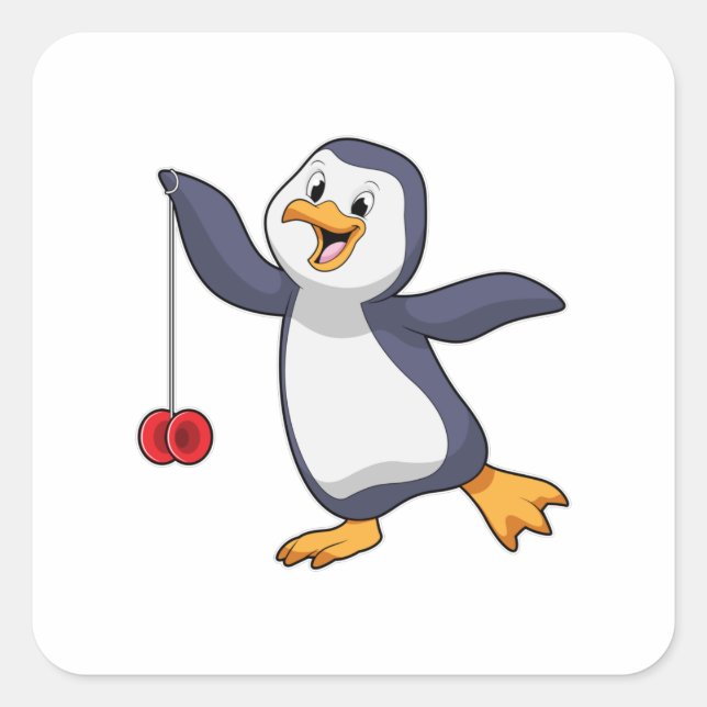 Penguin with Yo-Yo Square Sticker (Front)