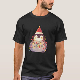 Penguin wrapped in Christmas Lights Penguin Christ T-Shirt