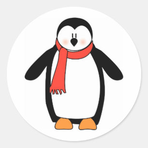 Penguin Wrapped in Red Scarf Classic Round Sticker
