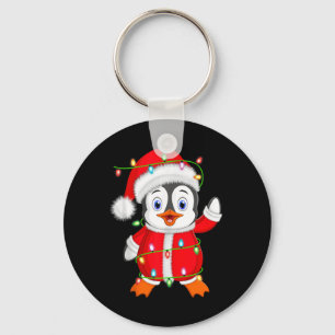 Penguin Xmas Lighting Santa Costume Penguin Christ Key Ring