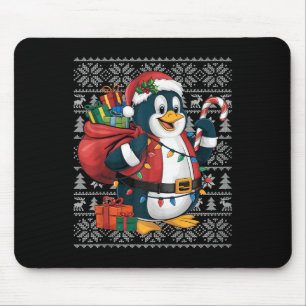 Penguin Xmas Sweater Style Ugly Santa Penguin Chri Mouse Pad