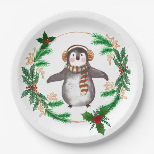 Penguine Christmas Party Paper Plates