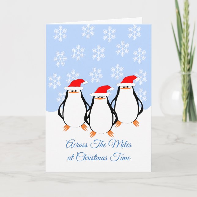 Penguins Across The Miles Christmas Holiday Card (Front)