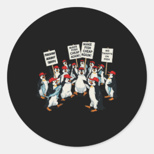 Penguins Against Tariff Funny Penguin Anti-tariff Classic Round Sticker
