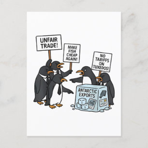 Penguins Against Tariffs Anti Trump Announcement Postcard