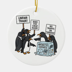 Penguins Against Tariffs Anti Trump Ceramic Ornament