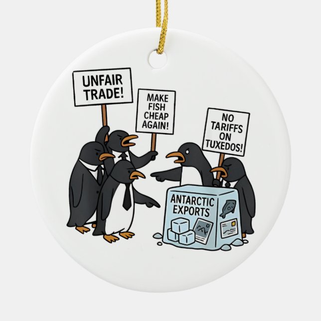 Penguins Against Tariffs Anti Trump  Ceramic Ornament (Front)
