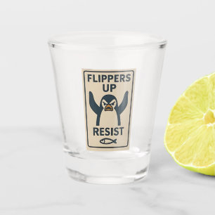 Penguins Against Tariffs Anti Trump Garden Flag Shot Glass