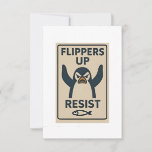 Penguins Against Tariffs Anti Trump Garden Flag Thank You Card