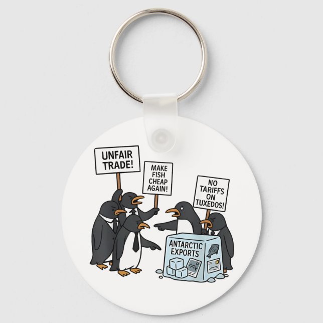 Penguins Against Tariffs Anti Trump  Key Ring (Front)