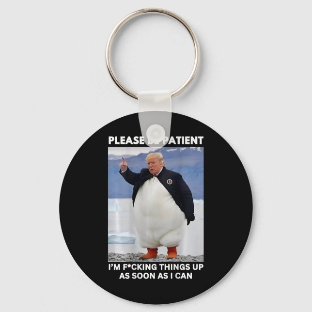 Penguins Against Tariffs Anti-trump Protest Hands  Key Ring (Front)