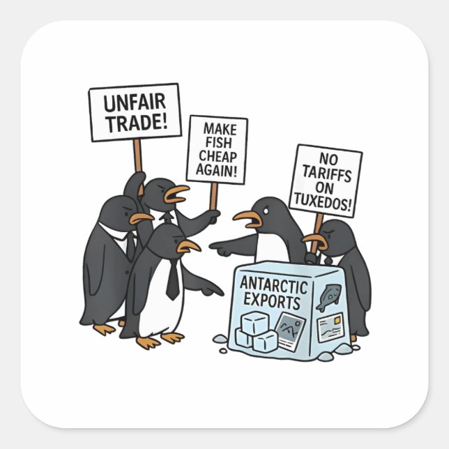 Penguins Against Tariffs Anti Trump  Square Sticker (Front)