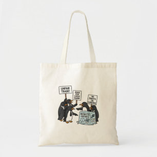 Penguins Against Tariffs Anti Trump Tote Bag