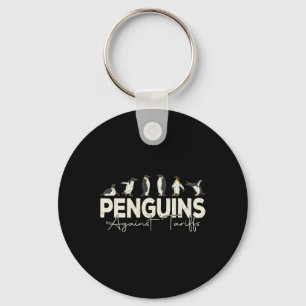 Penguins Against Tariffs Funny Animal Retro Resist Key Ring