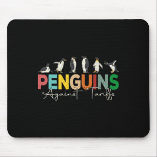 Penguins Against Tariffs Humour Animal Retro Resis Mouse Pad