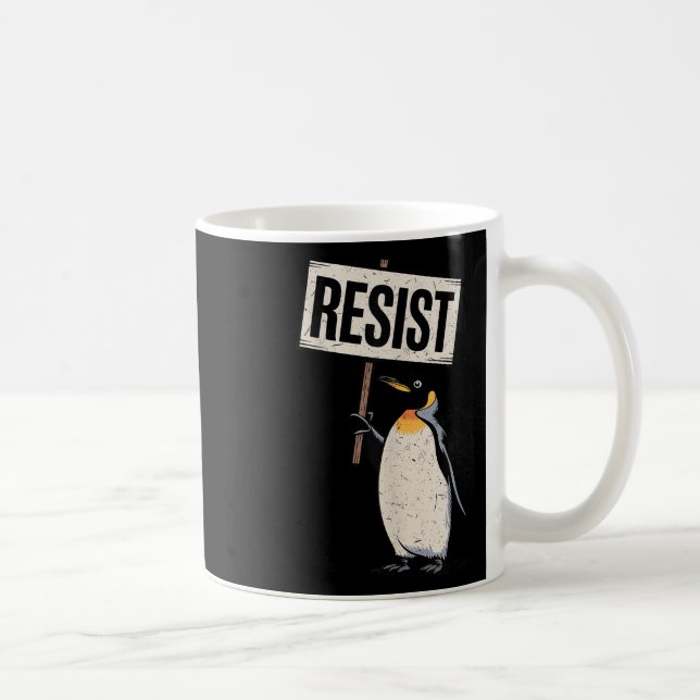 Penguins Against Tariffs Penguin Protest Resist  Coffee Mug (Right)