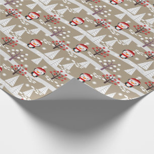 Penguins and Christmas Trees Wrapping Paper